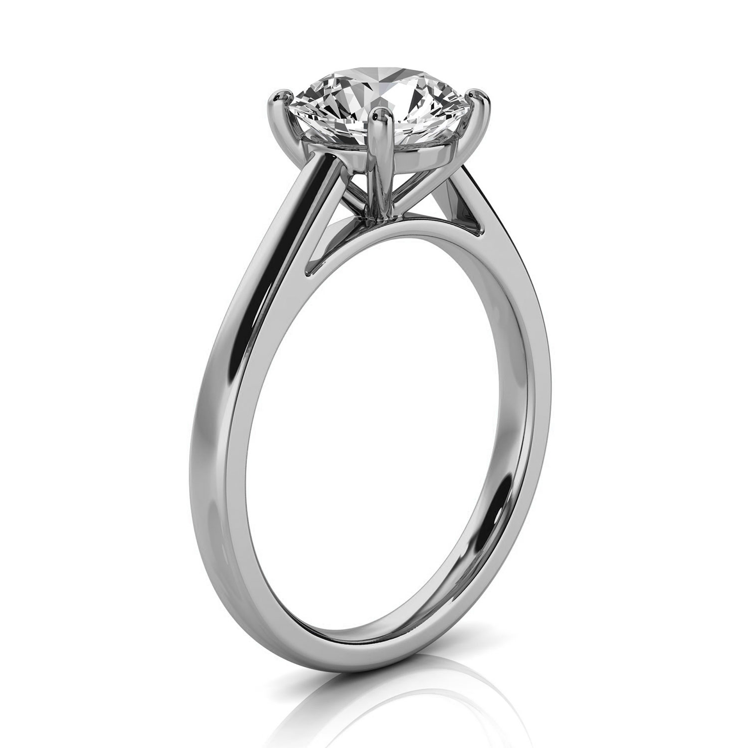 14K White gold Lasitari Catherdral Solitaire Ring